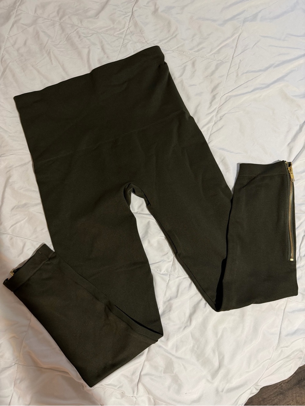 SPANX Black High-Waist Leggings with Ankle Zippers